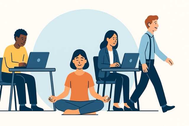 Individuals balancing career goals and self-care