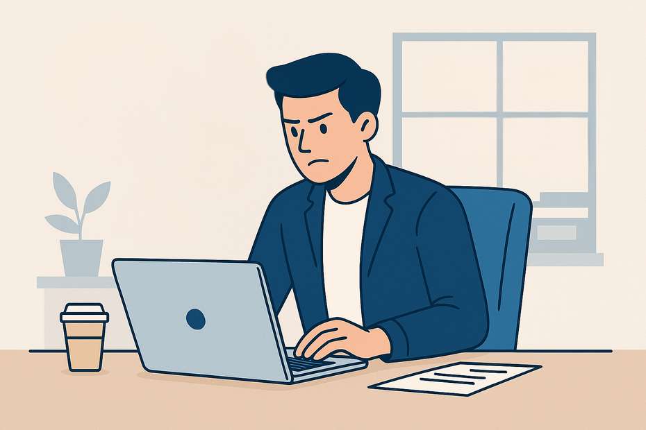 Entrepreneur staying focused during a business setback with digital tools