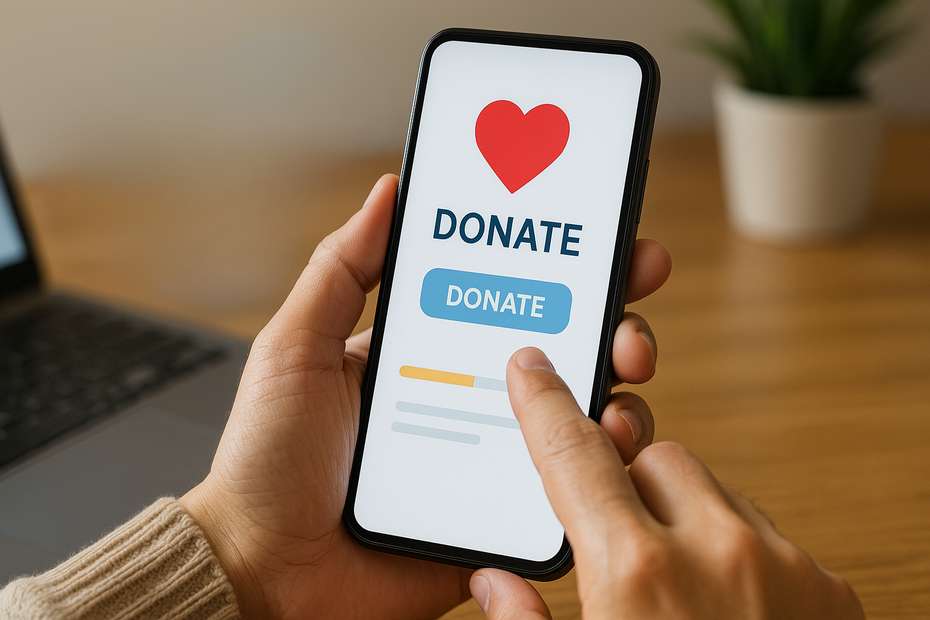 Donor using digital tools to support a social cause online
