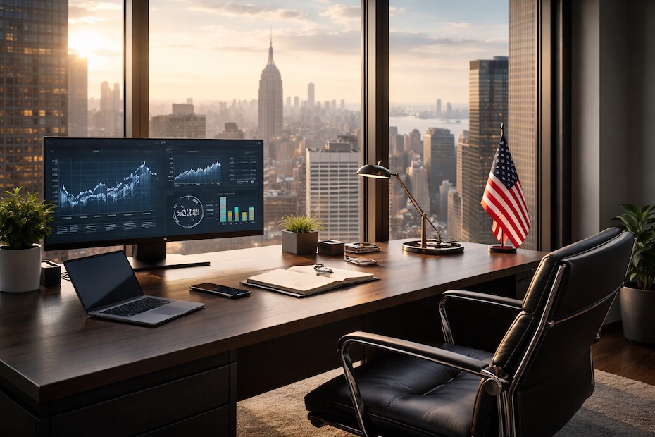 Modern executive workspace representing achievement and opportunity