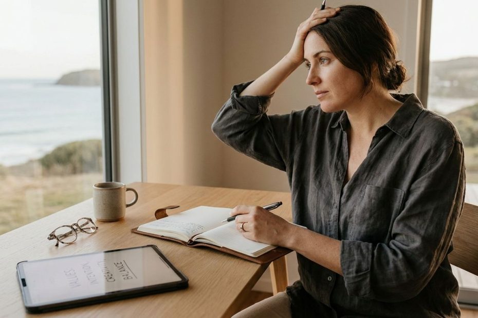 Person journaling core values while planning a more intentional life